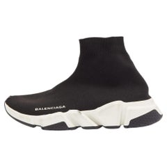 Balenciaga Black Knit Speed Trainer Slip On Sneakers Size 39