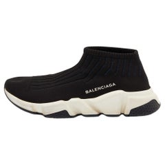 Balenciaga Black Knit Speed Trainer Slip On Sneakers Size 39