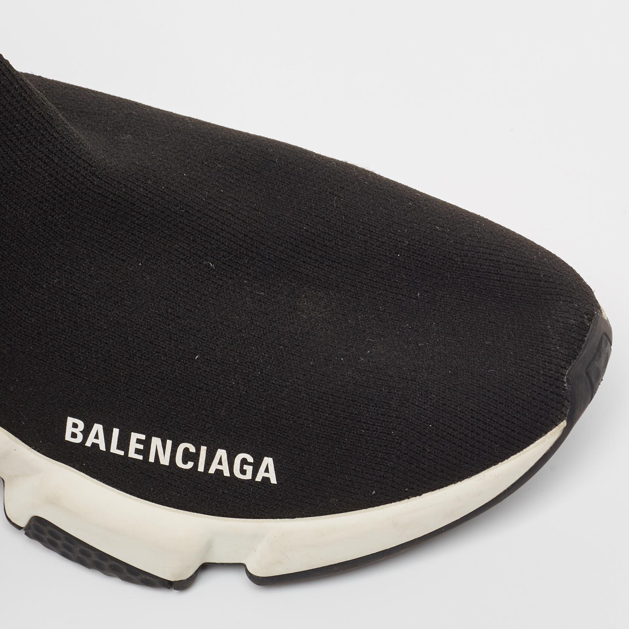 Balenciaga Black Knit Speed Trainer Sneakers Size 37 For Sale 3