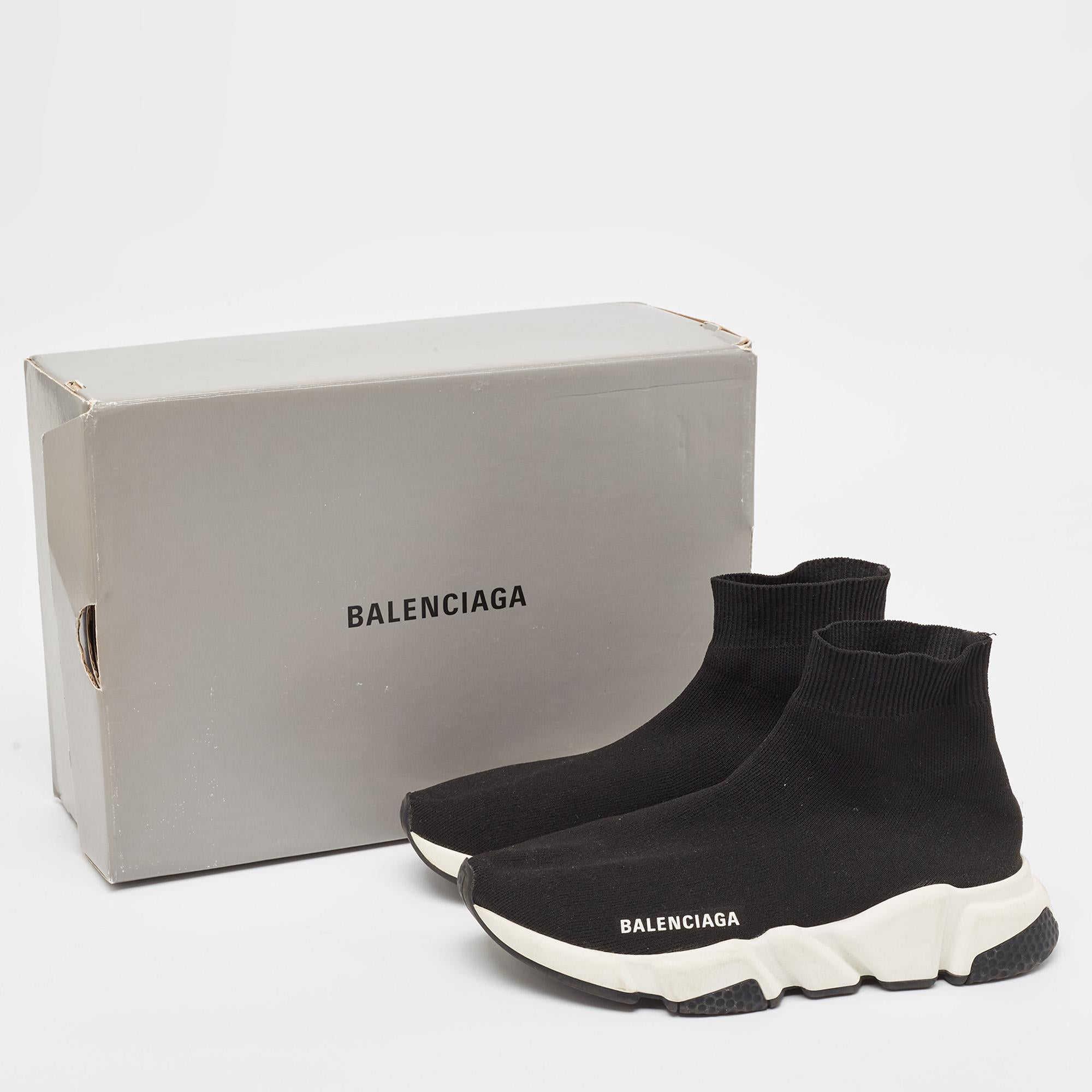Balenciaga Black Knit Speed Trainer Sneakers Size 37 For Sale 5