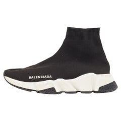 Balenciaga Black Knit Speed Trainer Sneakers Size 37