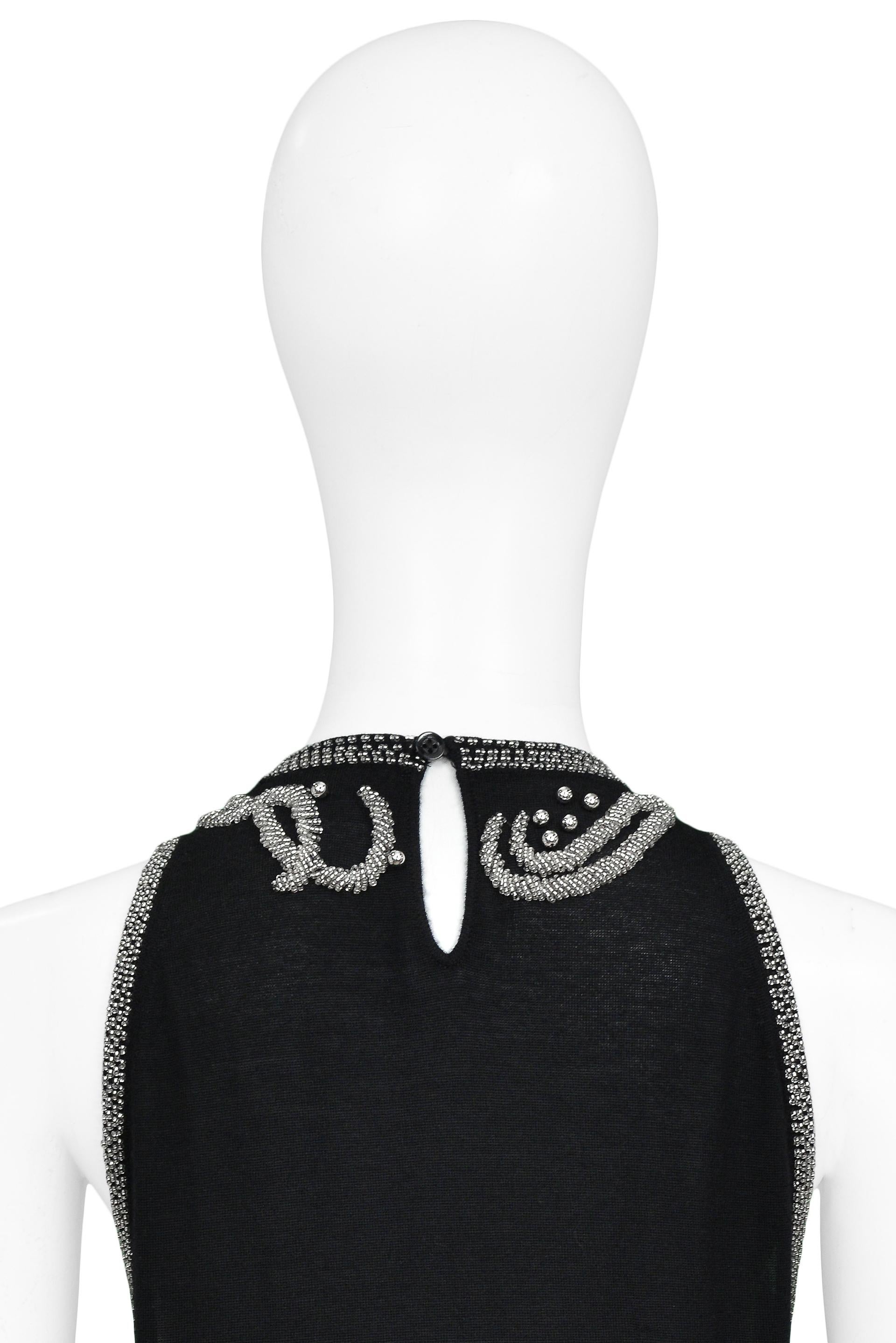 Balenciaga Black Knit Top With Silver Beading For Sale 1