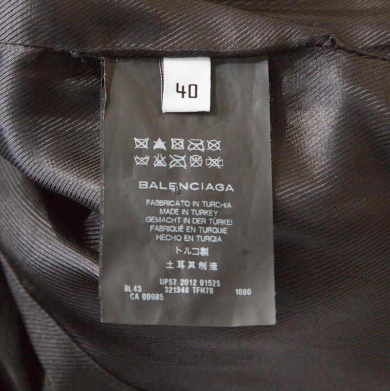 Women's Balenciaga Black Lamb and Calf Leather Zip Front Cropped Biker Jacket M