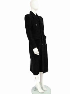 Balenciaga Black Lamb Shearling Hourglass Coat Size L