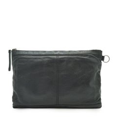 Balenciaga Black Lambskin City Clip Clutch Large Bag Pouch