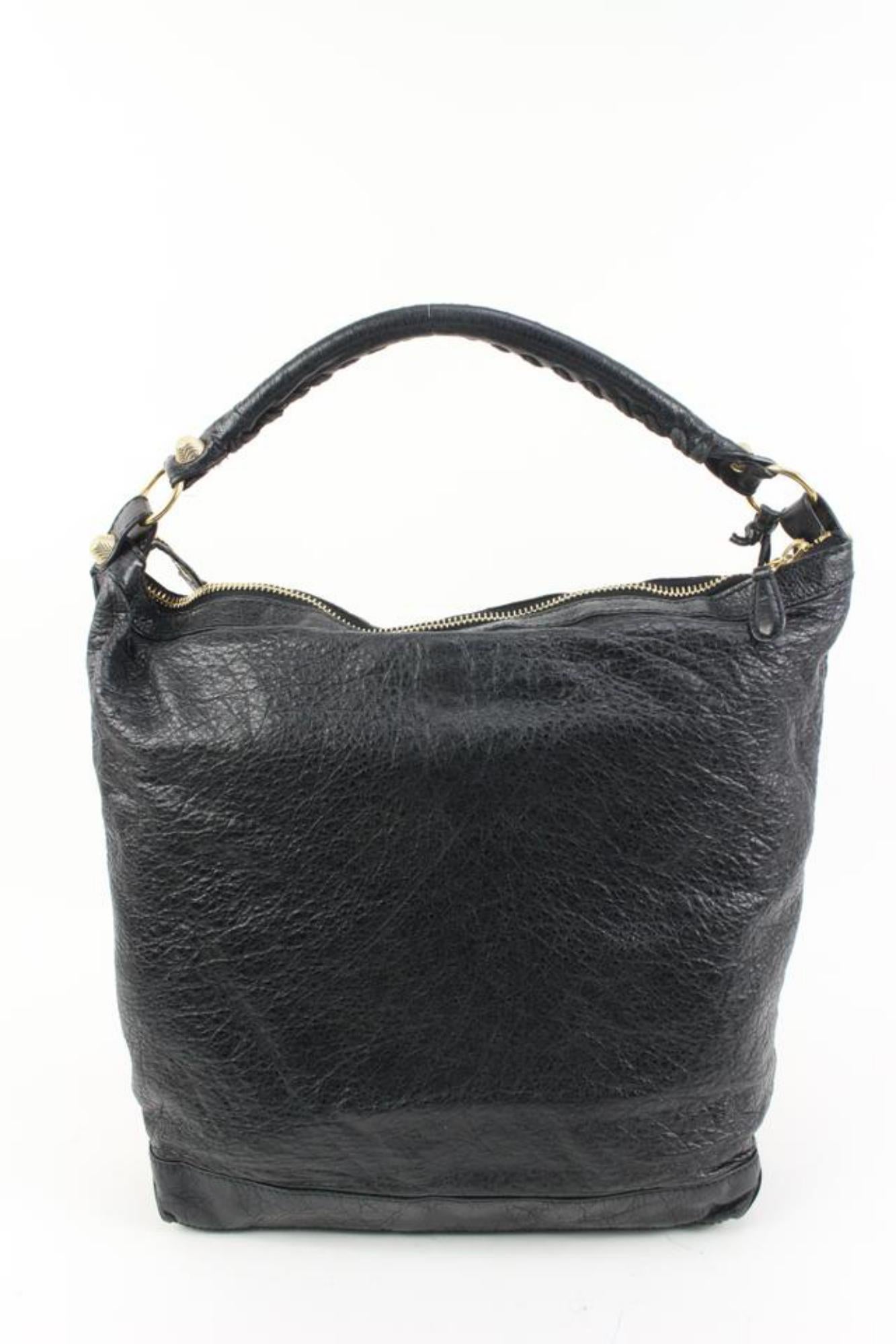 Women's Balenciaga Black Lambskin Leather Giant 12 Silver Day Bag 11ba419s