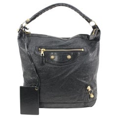 Balenciaga - Sac de jour en cuir d'agneau noir « Giant 12 » argenté 11ba419