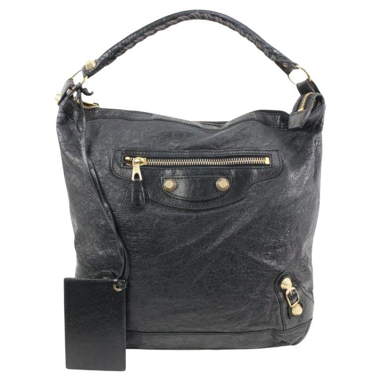 Balenciaga Black Lambskin Leather Giant 12 Silver Day Bag 11ba419s For Sale  at 1stDibs