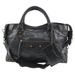 Motorrad City 2way Tasche von Balenciaga aus schwarzem Lammfell 7ba425s