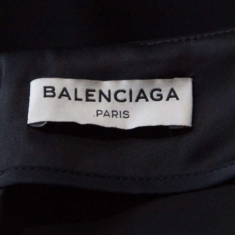 Balenciaga Black Layered Short Sleeve Shift Dress M 2