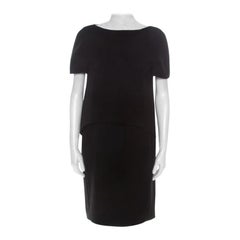 Balenciaga Black Layered Short Sleeve Shift Dress M