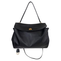 BALENCIAGA black leather 2024 RODEO LARGE FLAP Bag