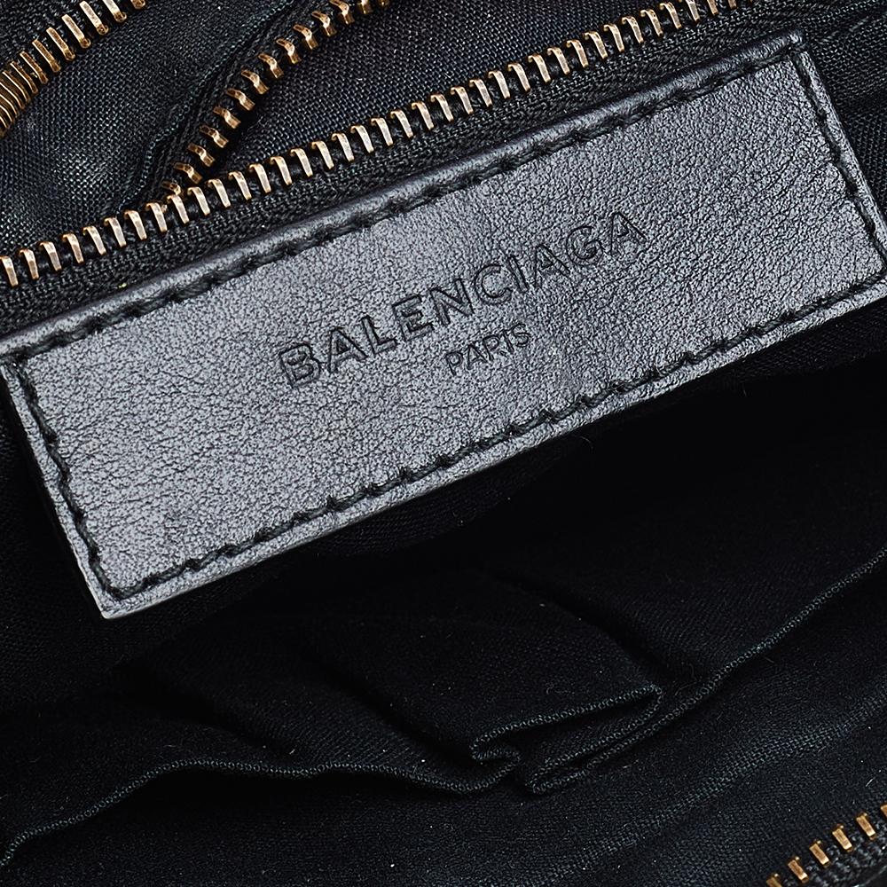 Balenciaga Black Leather All Over Logo Print Classic Small City RH Tote 4