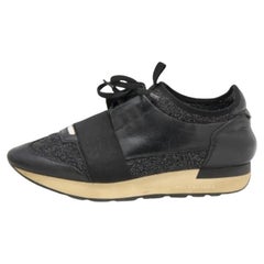 Balenciaga, nero, in pelle e tessuto, Race Runner Low Top Sneakers Taglia 39