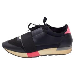 Balenciaga Sneakers Race Runner in pelle nera e tessuto a maglia taglia 40