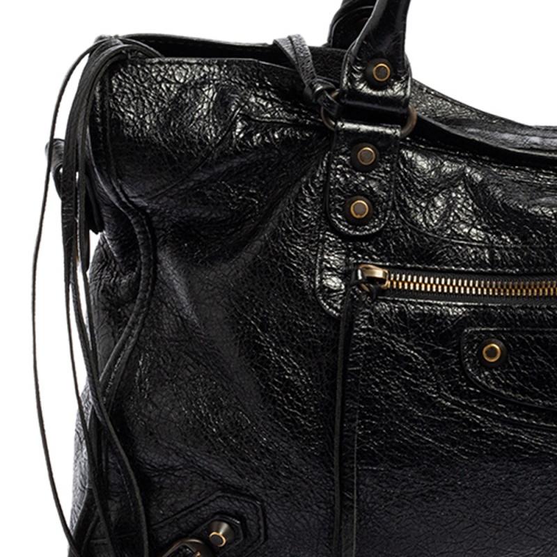 Balenciaga Black Leather And Lambskin Leather RH Classic City Bag 6