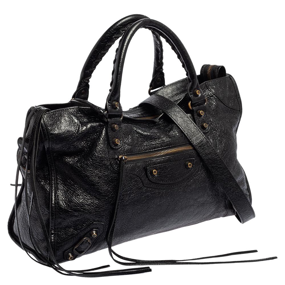 Women's Balenciaga Black Leather And Lambskin Leather RH Classic City Bag