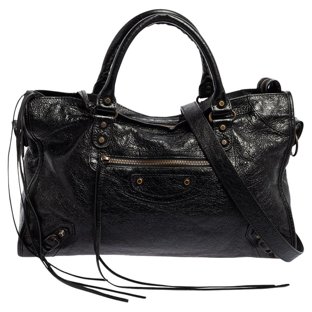 Balenciaga Black Leather And Lambskin Leather RH Classic City Bag