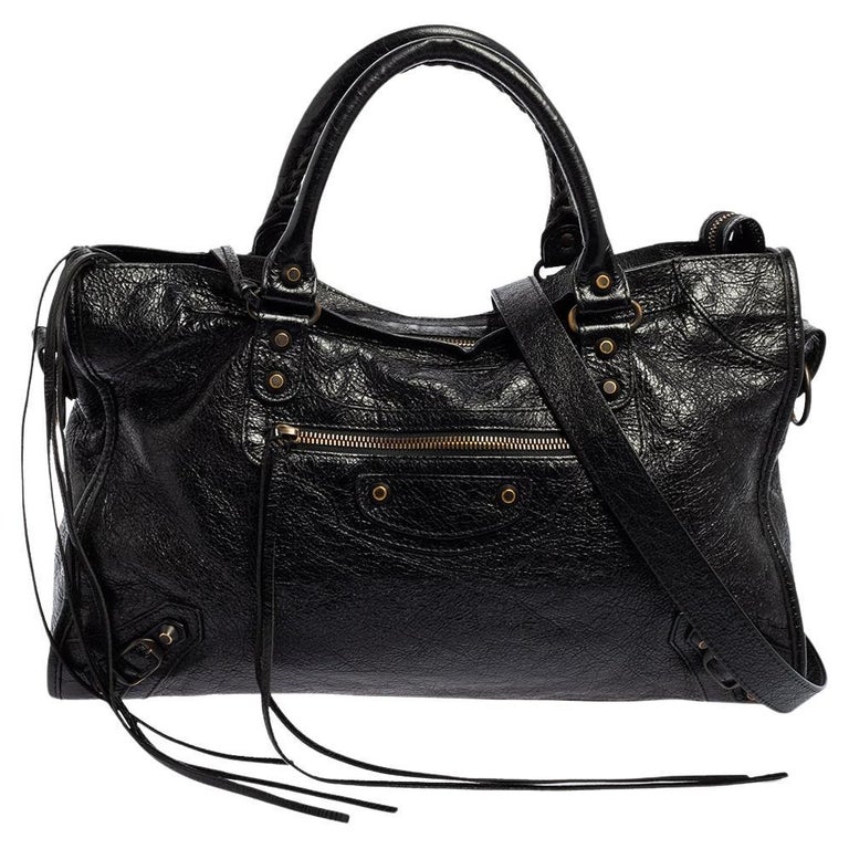 Balenciaga Black Leather And Lambskin Leather RH Classic City Bag For Sale
