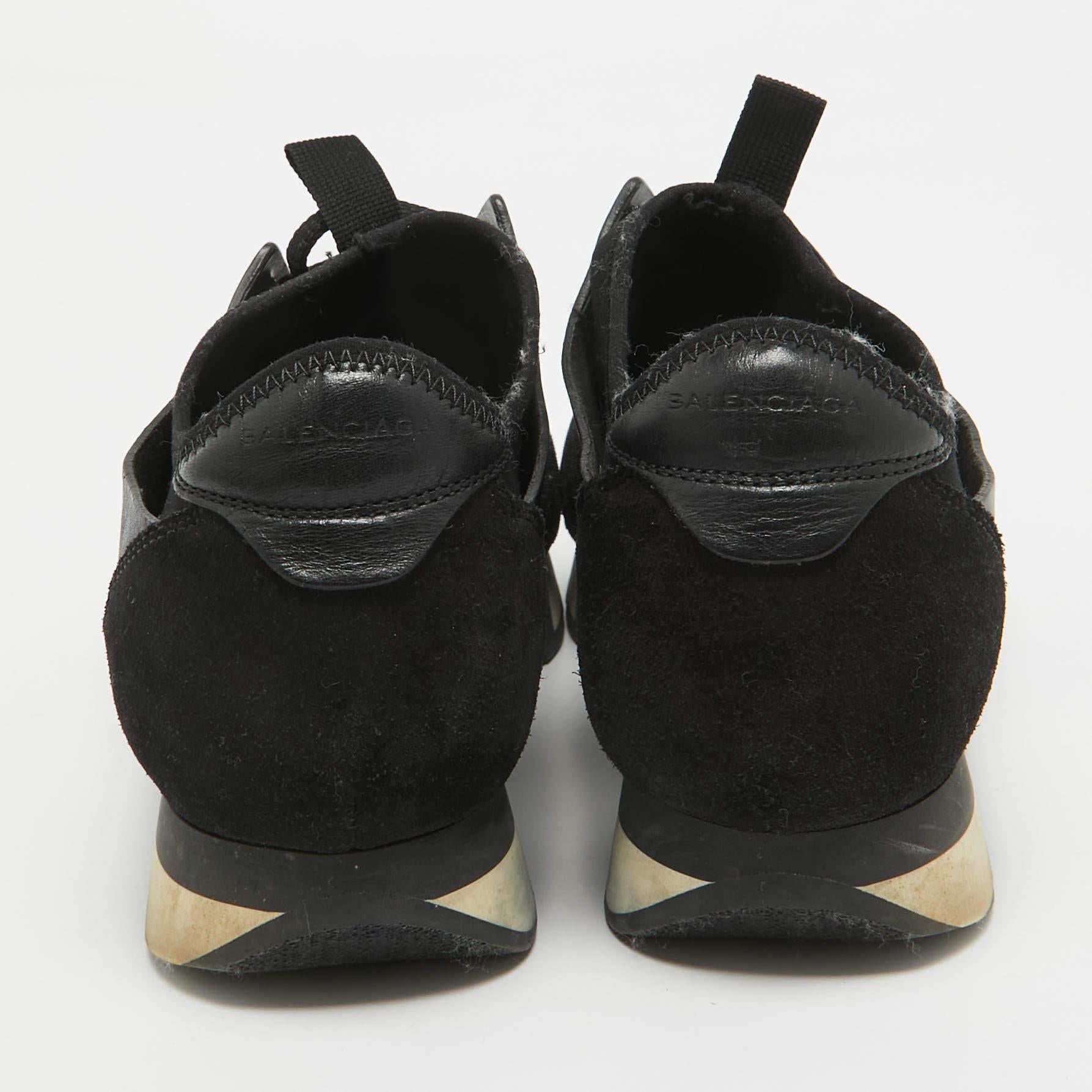 De las mujeres Balenciaga Zapatillas de cuero negro y malla Race Runner Talla 38