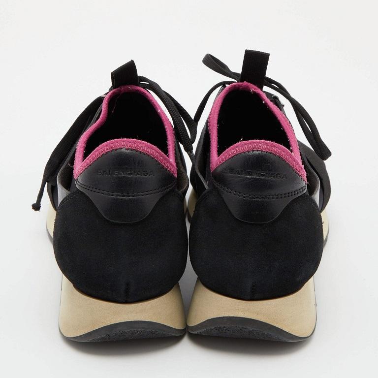 De las mujeres Balenciaga Zapatillas de cuero negro y malla Race Runner Talla 39 en venta