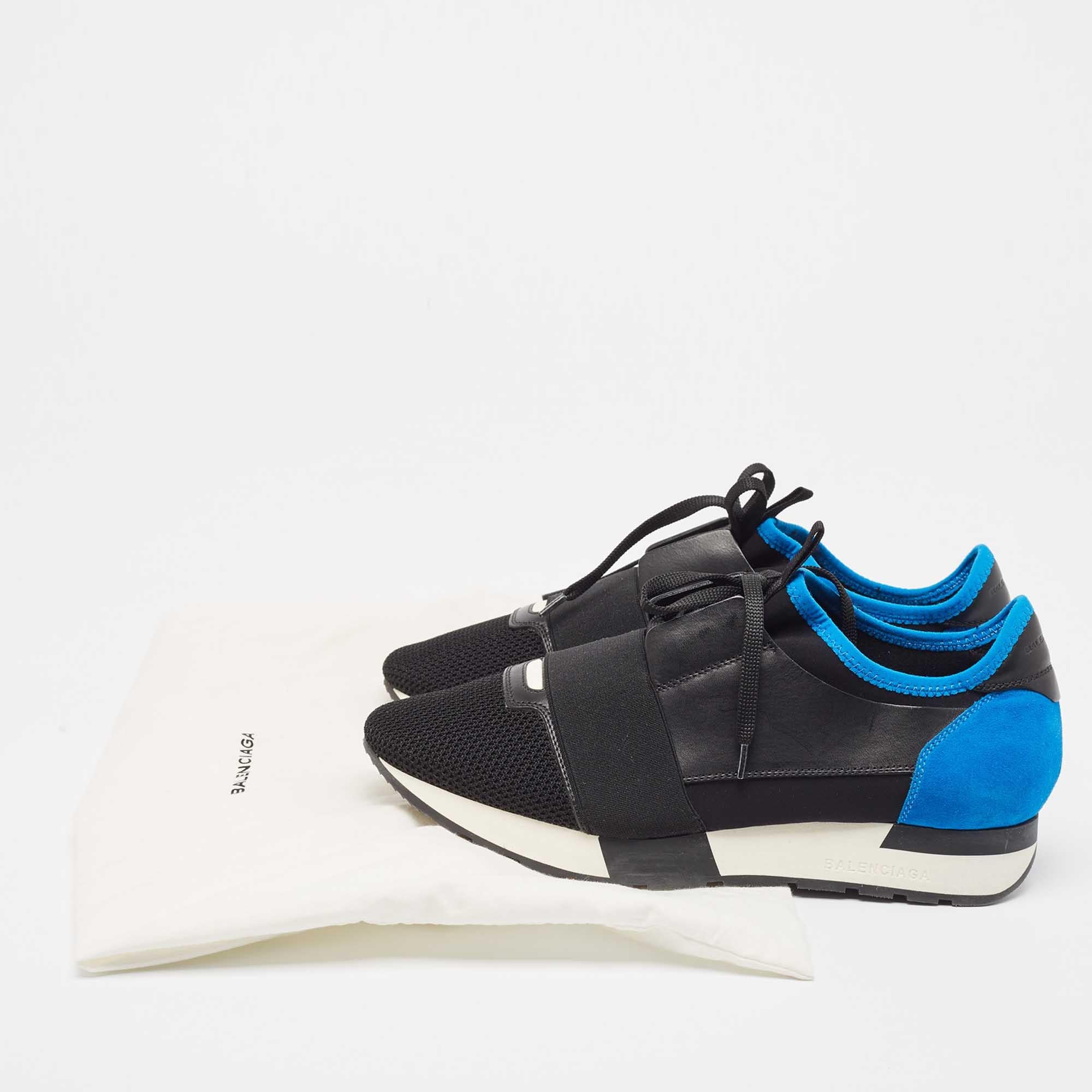 Balenciaga Black Leather and Mesh Race Runner Sneakers Size 40 For Sale 4