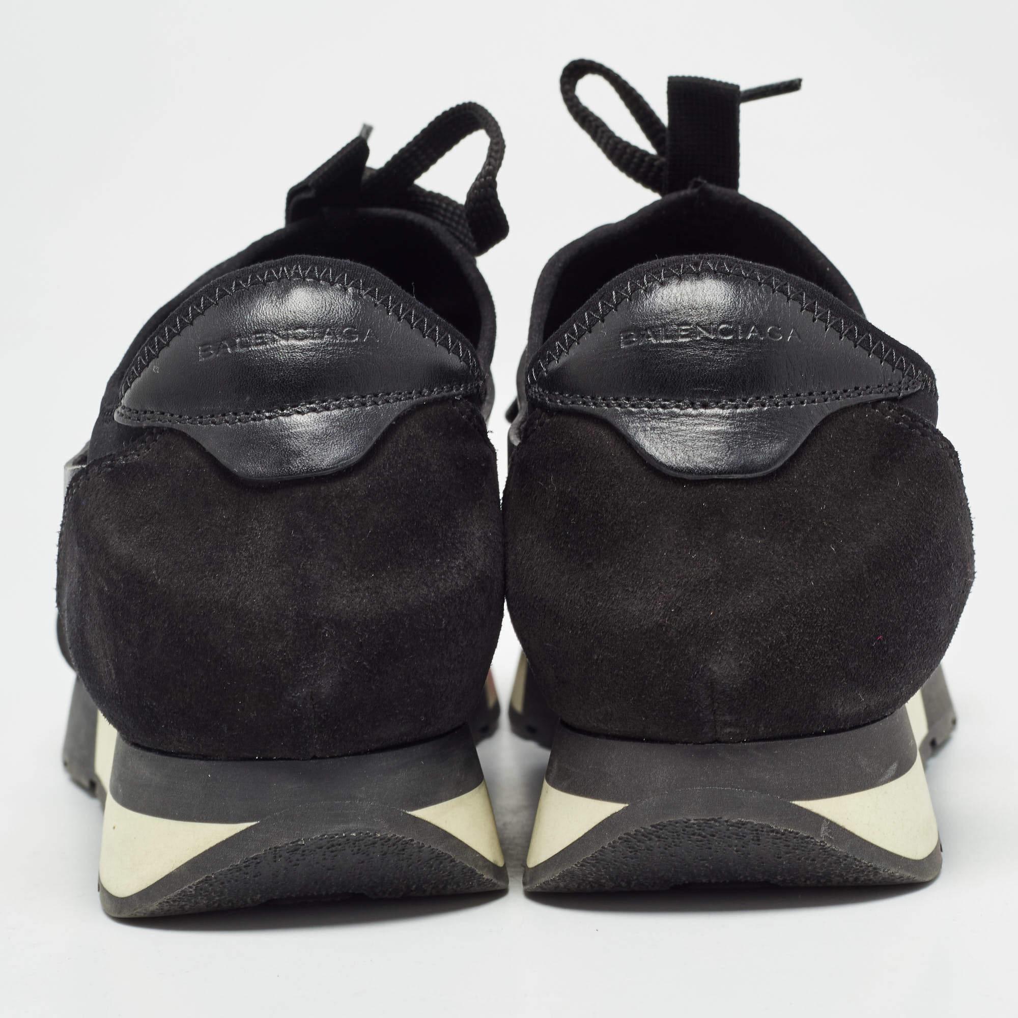De las mujeres Balenciaga Zapatillas de cuero negro y malla Race Runner Talla 42