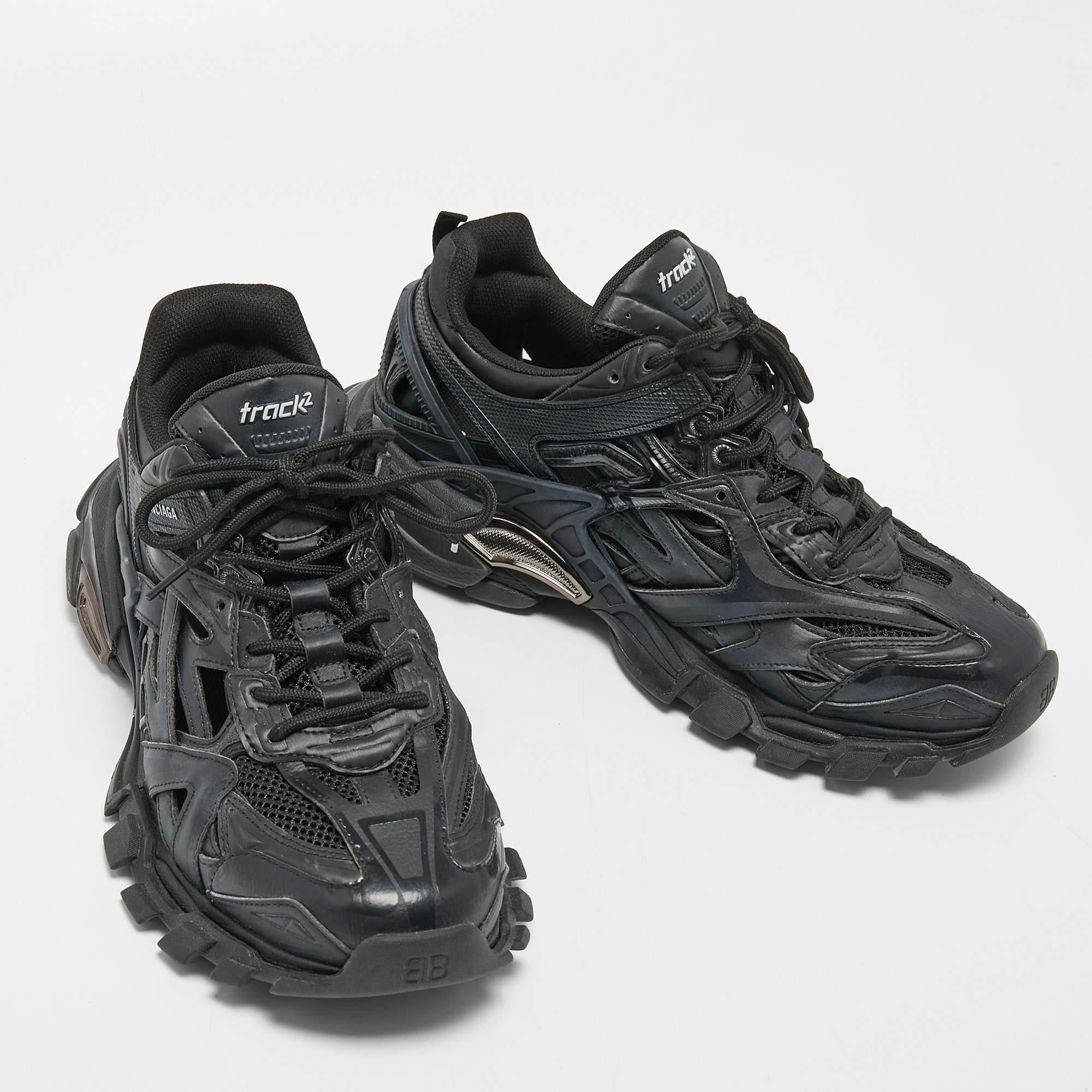 Balenciaga Black Leather and Mesh Track 2 Sneakers Size 44 1