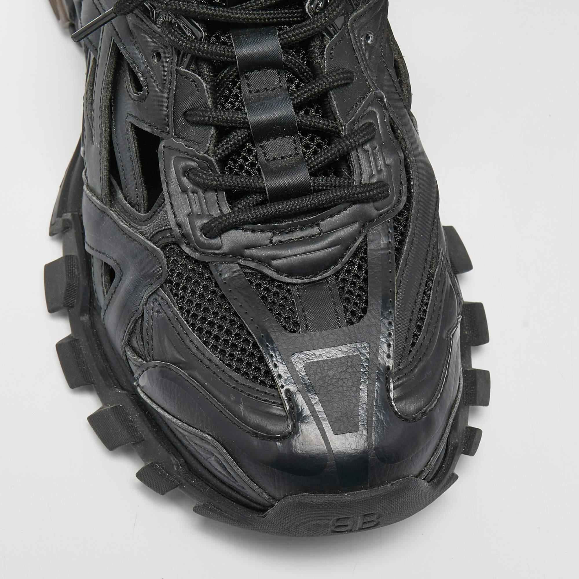Balenciaga Black Leather and Mesh Track 2 Sneakers Size 44 3