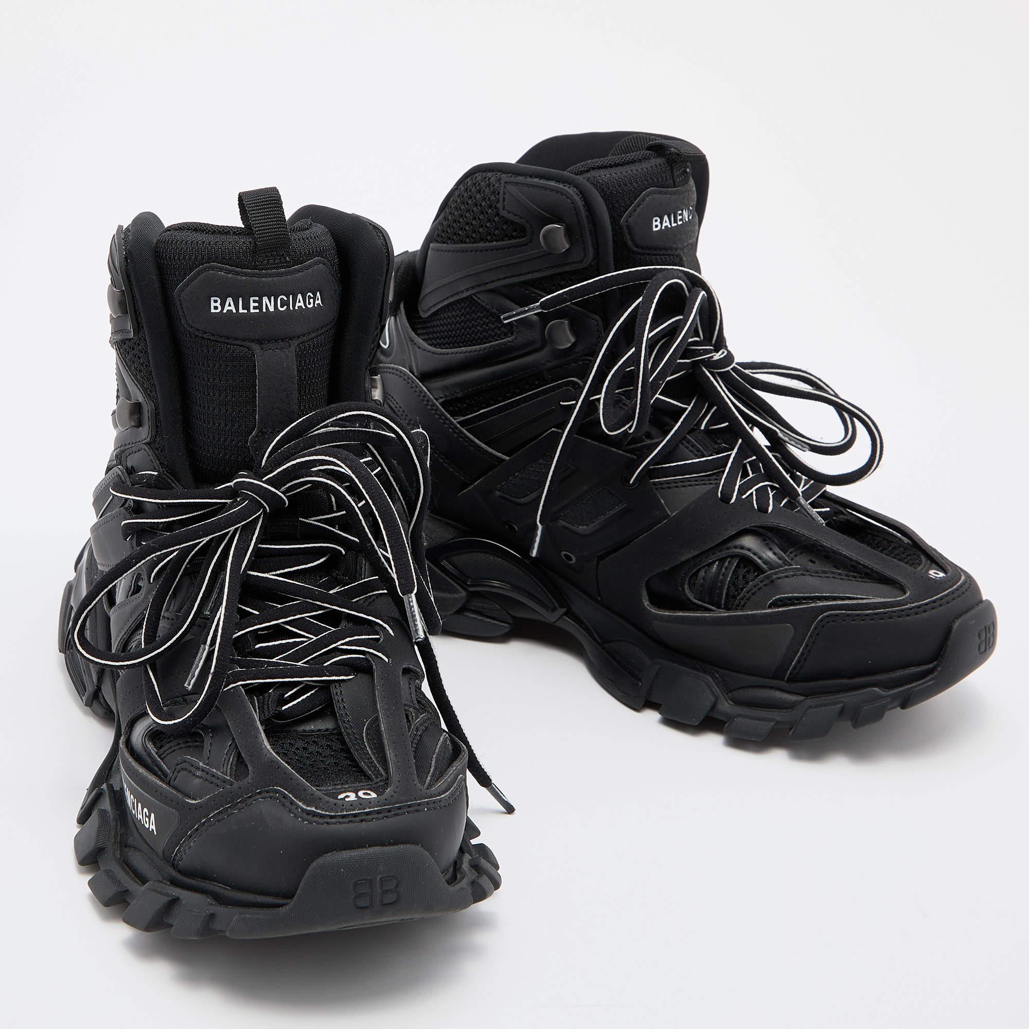 Balenciaga Black Leather and Mesh Track Hike Sneakers Size 39 1