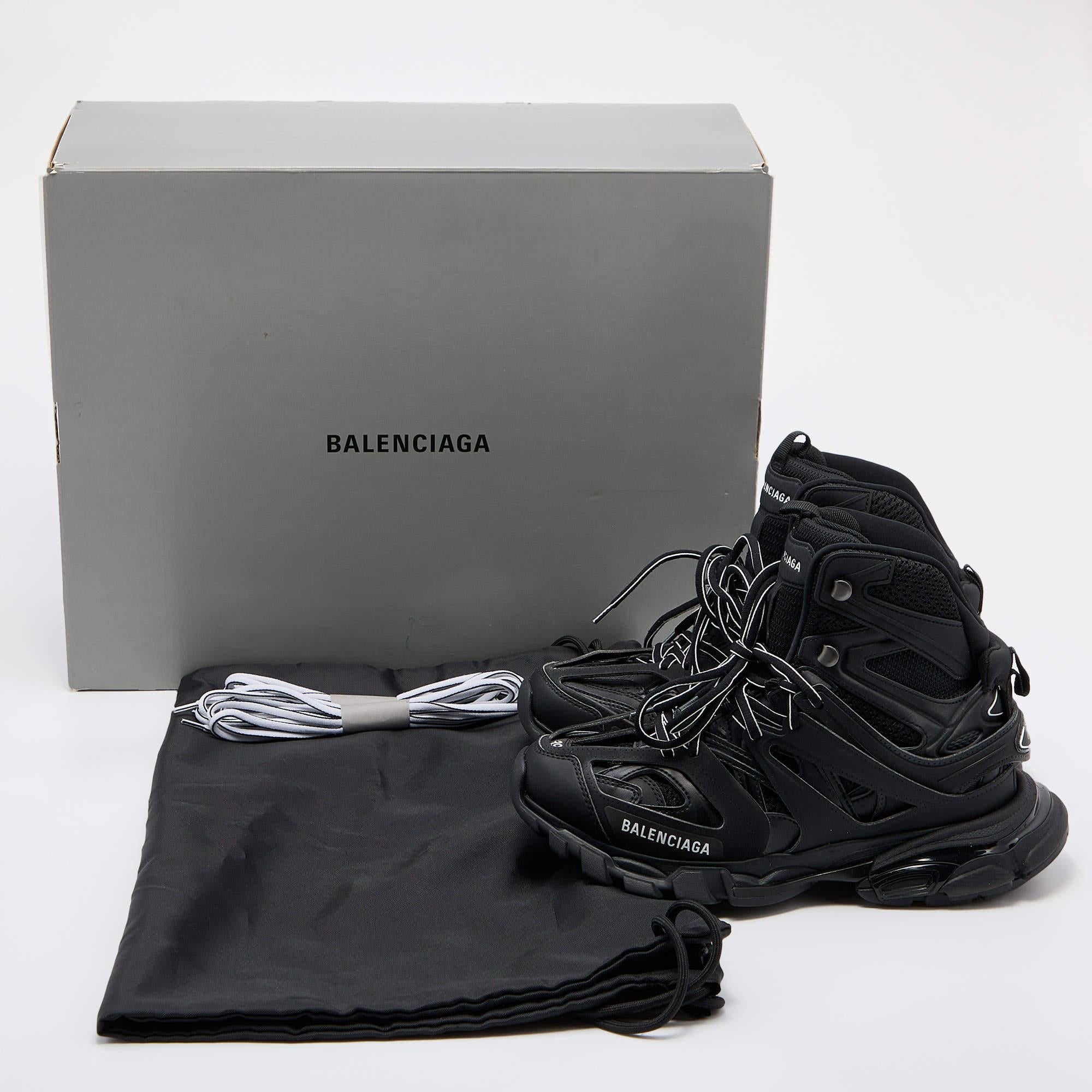 Balenciaga Black Leather and Mesh Track Hike Sneakers Size 39 4