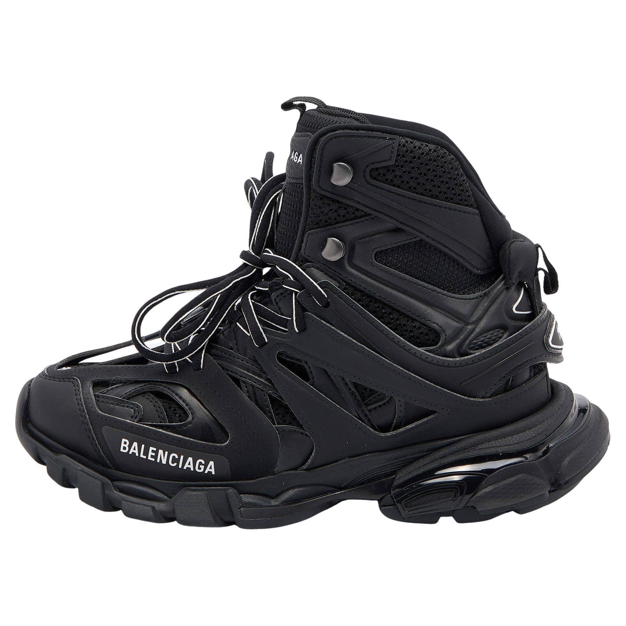 Balenciaga Black Leather and Mesh Hike Sneakers Size 39 For at