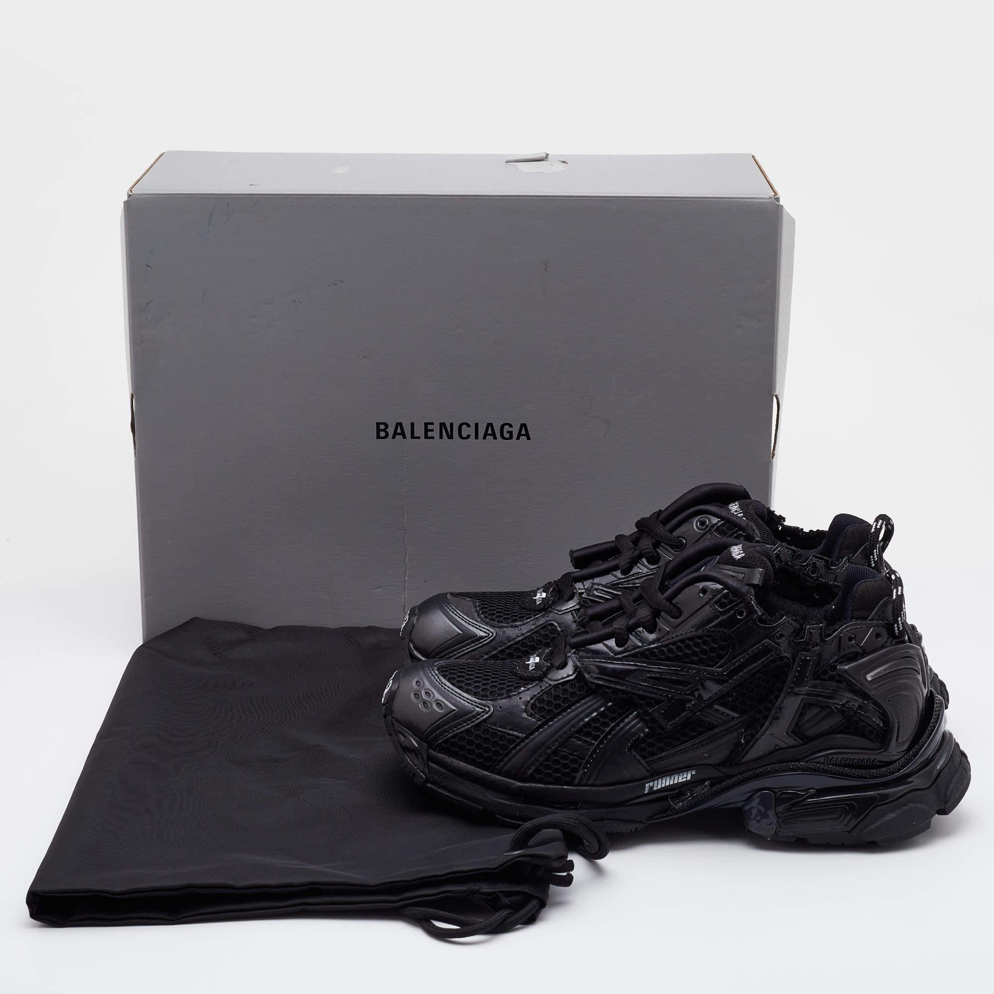 Balenciaga Black Leather and Mesh Track Runner Sneakers Size 38 3