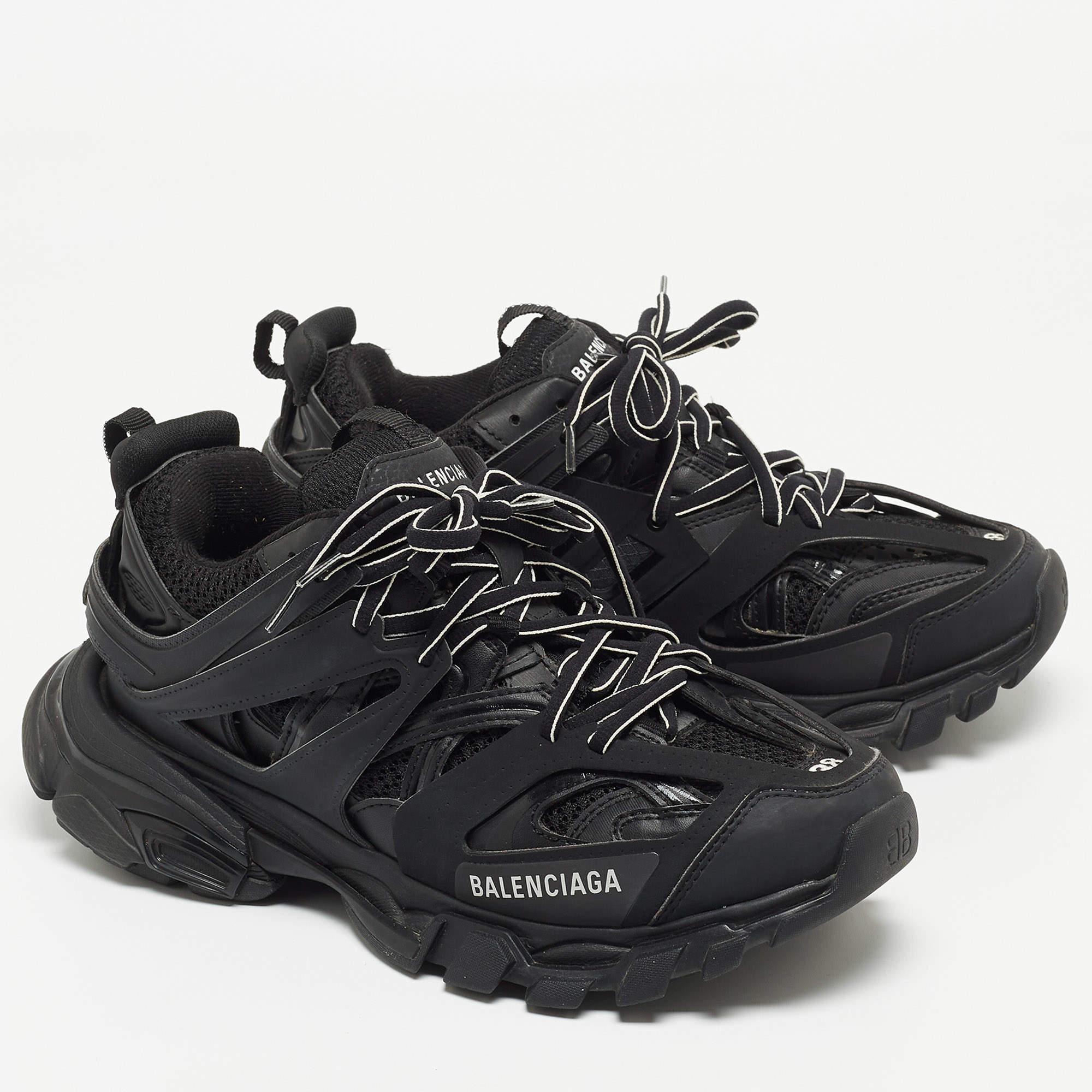 Women's Balenciaga Black Leather and Mesh Track Sneakers 