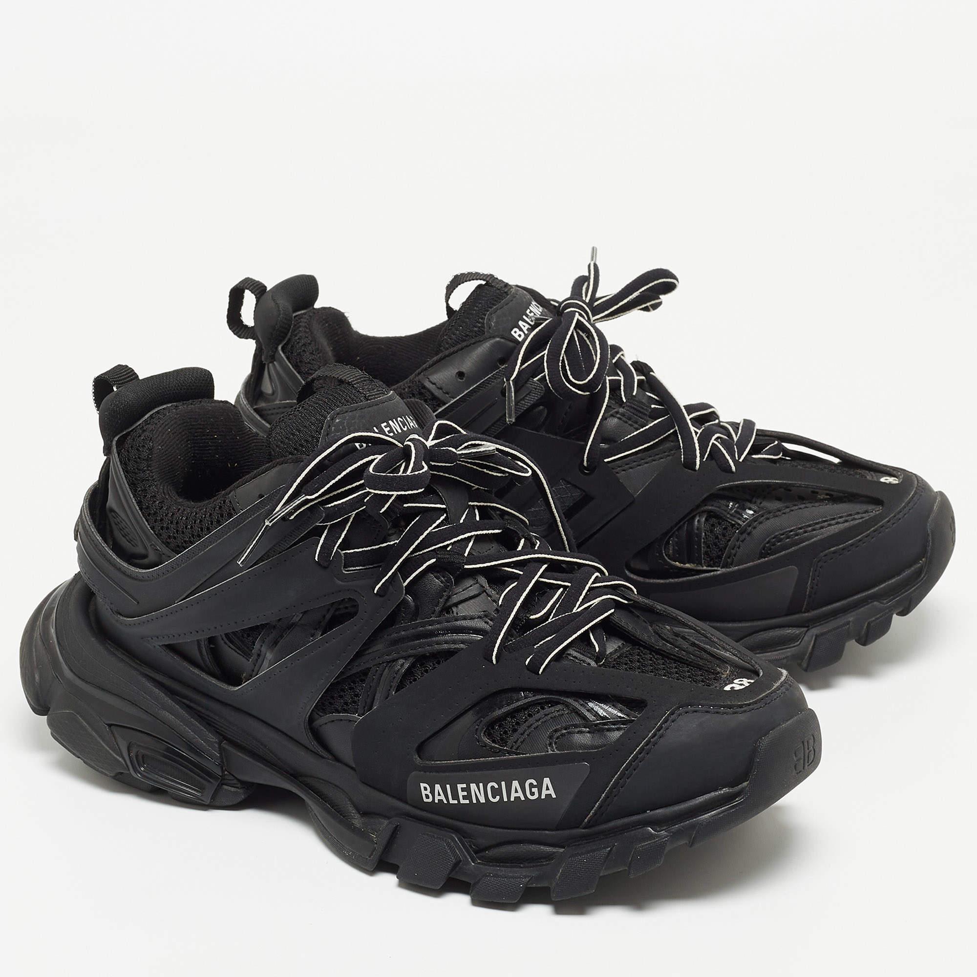 Women's Balenciaga Black Leather and Mesh Track Sneakers