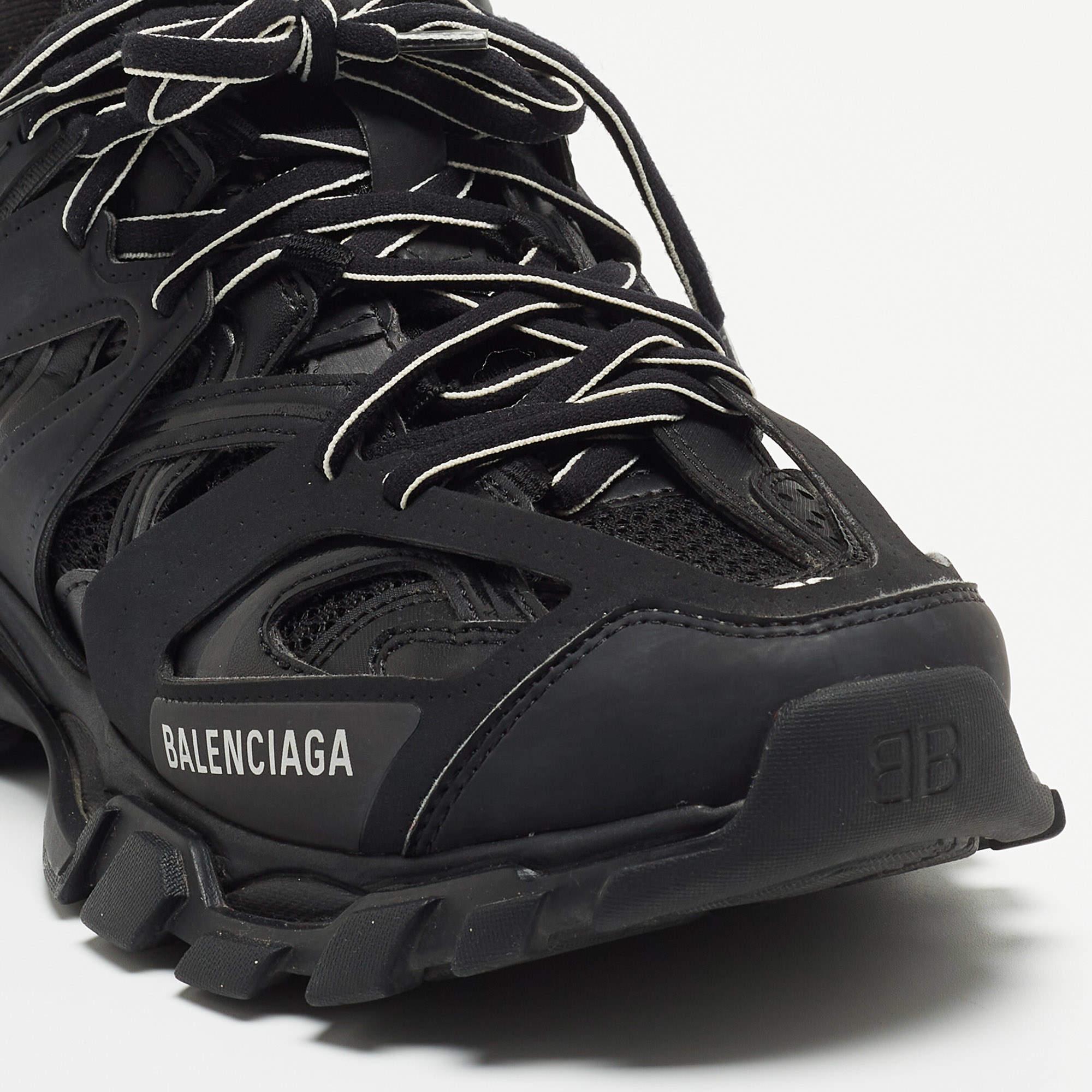 Balenciaga Black Leather and Mesh Track Sneakers  1
