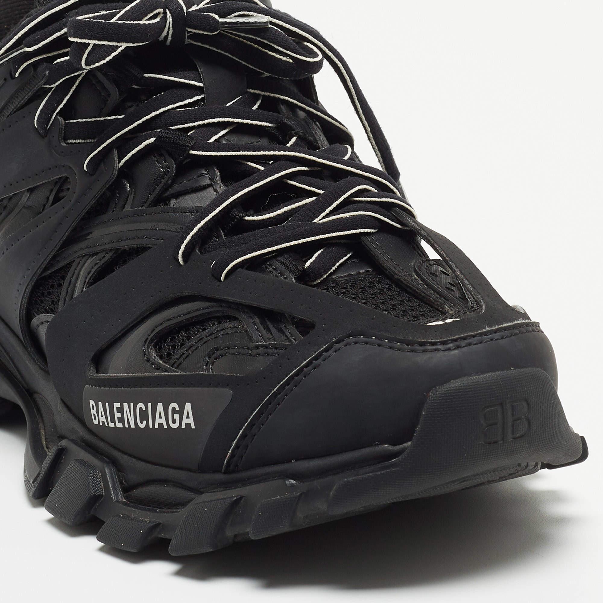 Balenciaga Black Leather and Mesh Track Sneakers 1