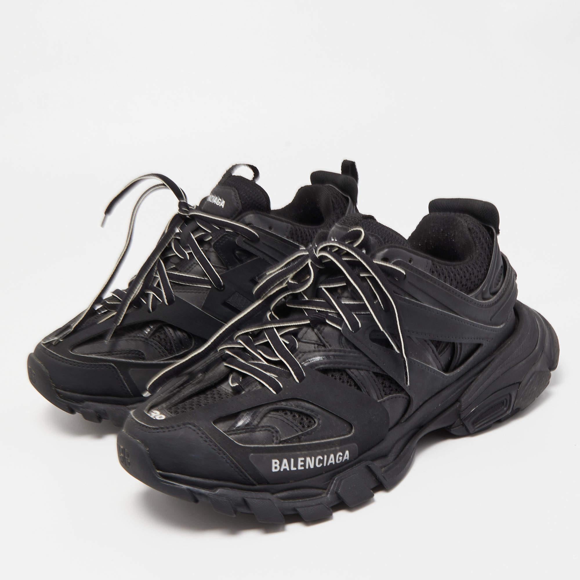 Balenciaga Black Leather and Mesh Track Sneakers at 1stDibs