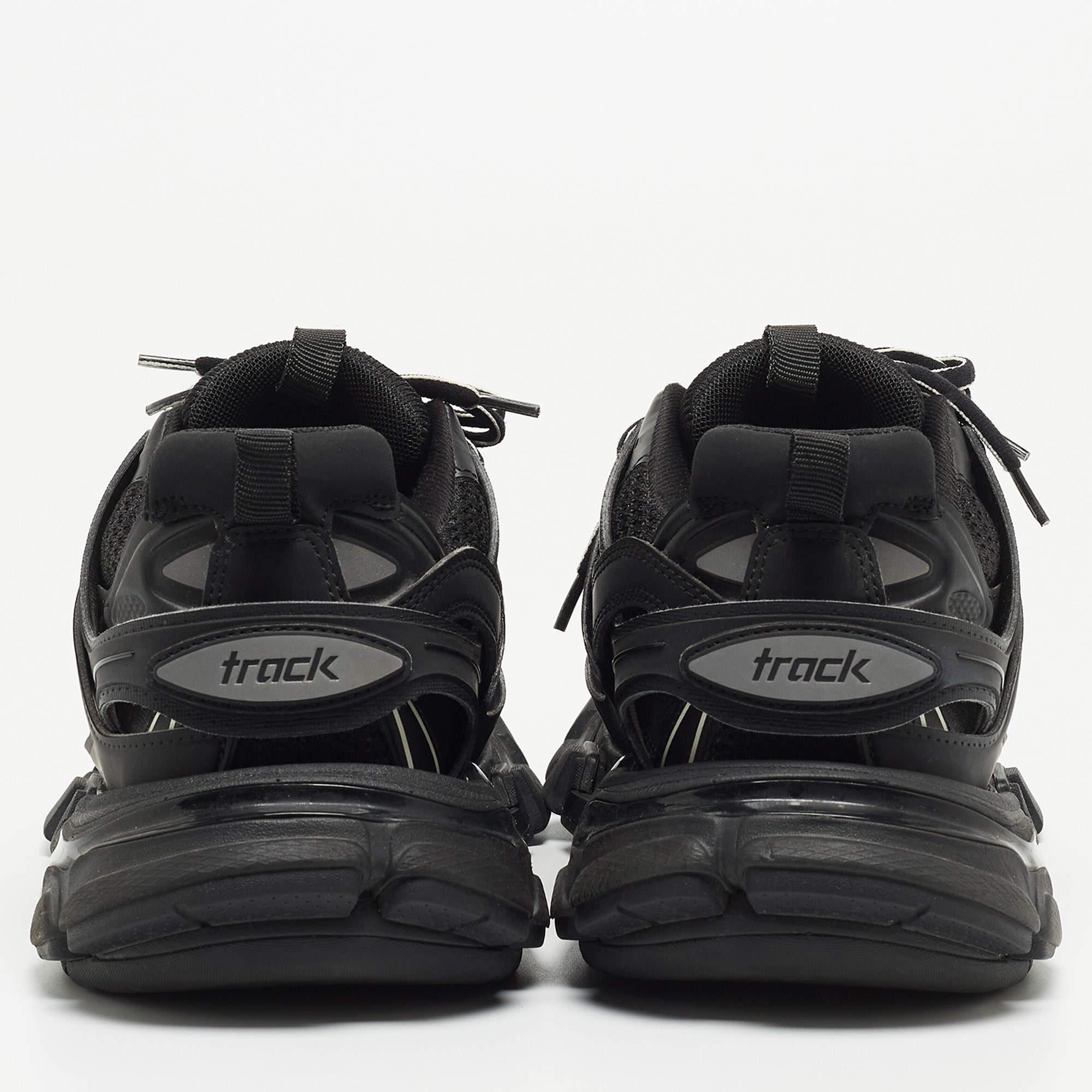 Balenciaga Black Leather and Mesh Track Sneakers  2
