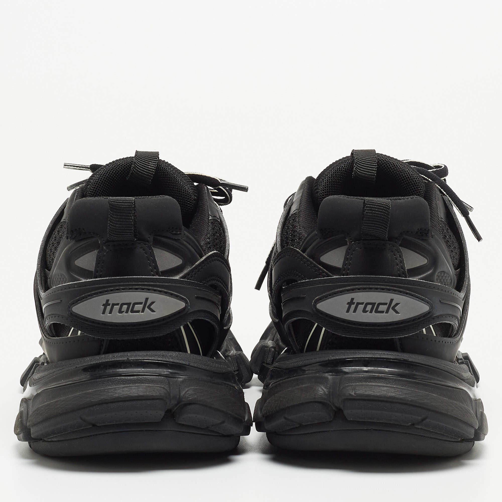 Balenciaga Black Leather and Mesh Track Sneakers 2
