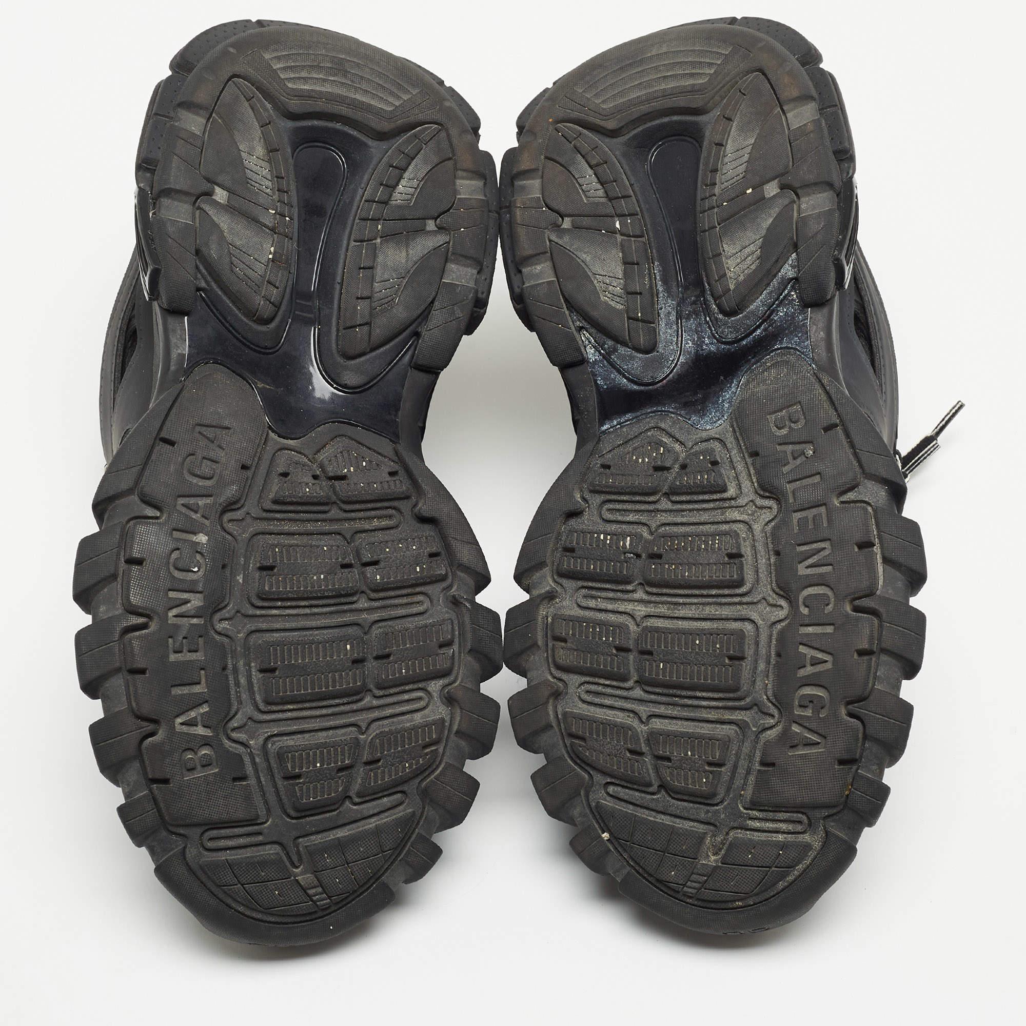 Balenciaga Black Leather and Mesh Track Sneakers  3