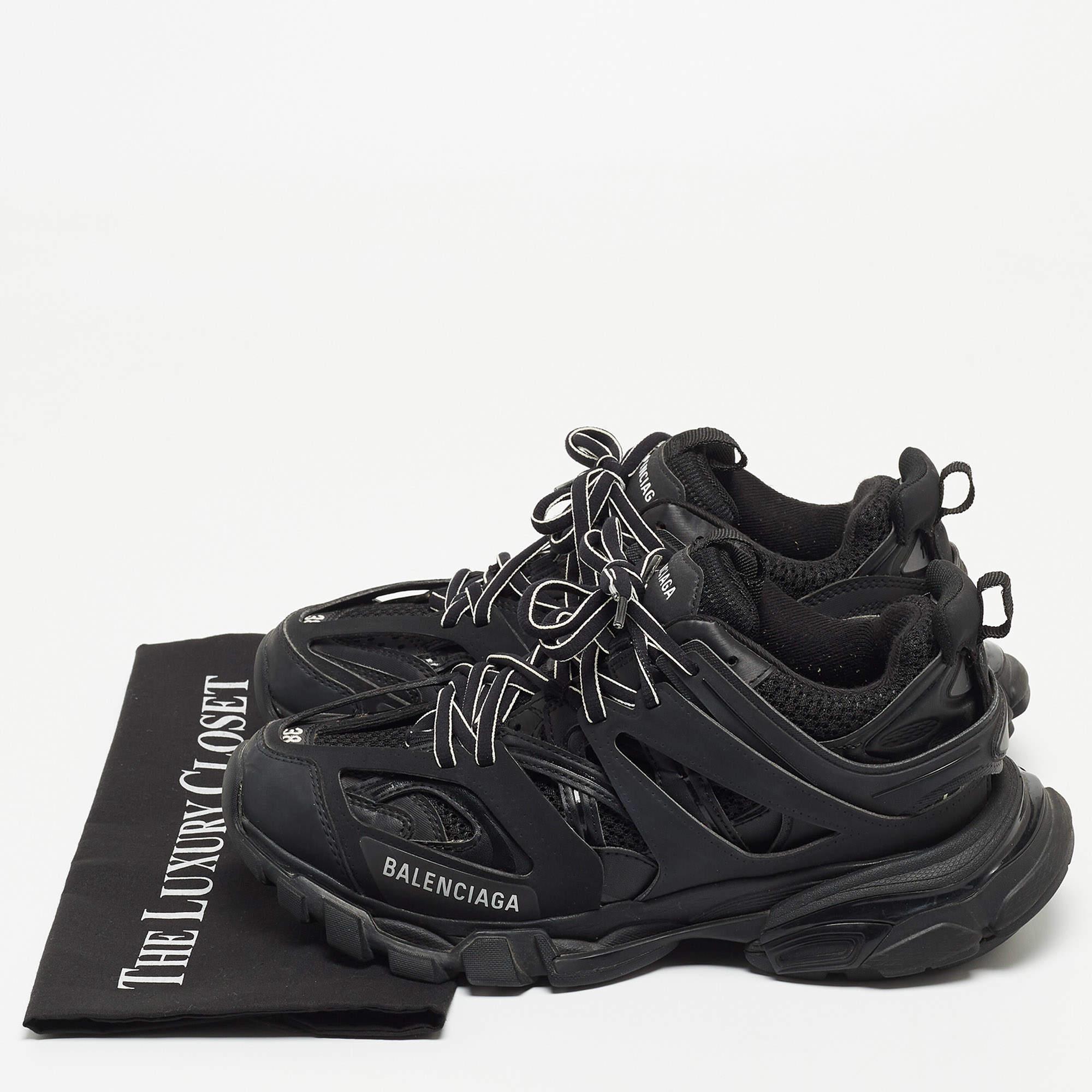 Balenciaga Black Leather and Mesh Track Sneakers  5