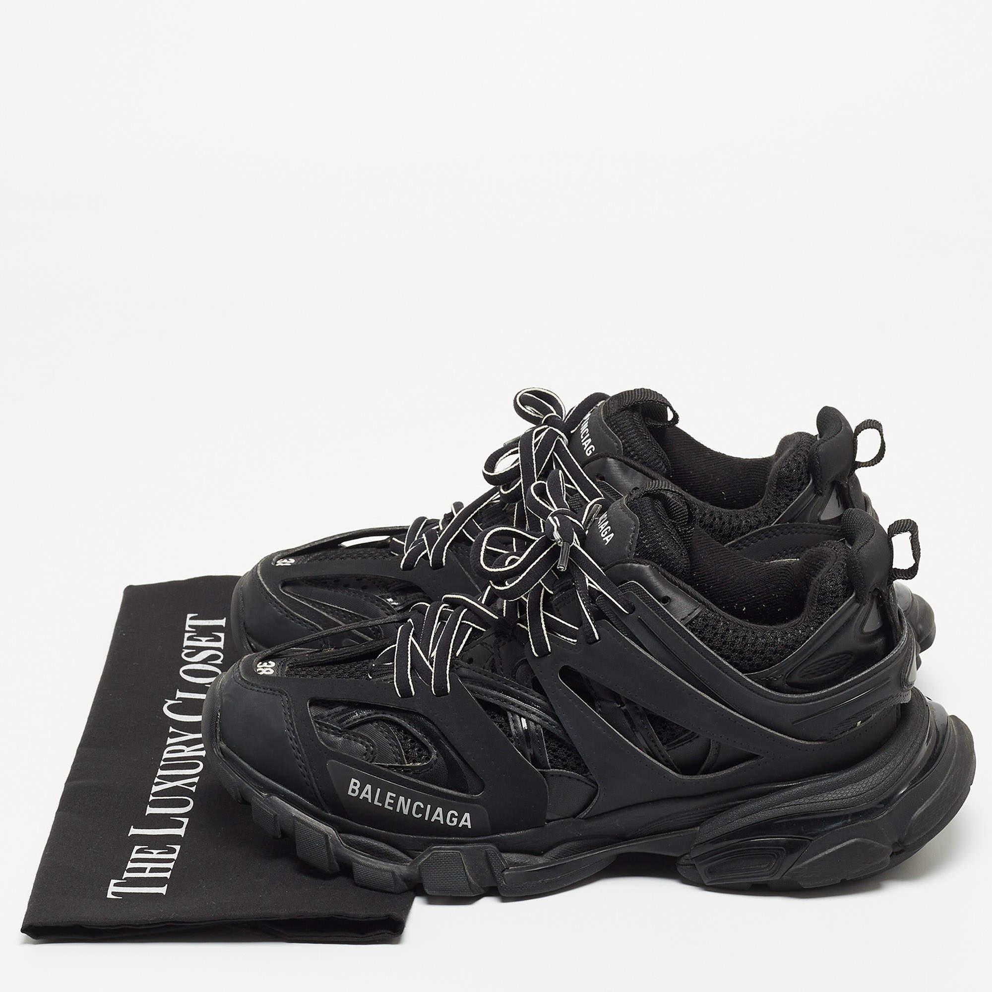 Balenciaga Black Leather and Mesh Track Sneakers 5