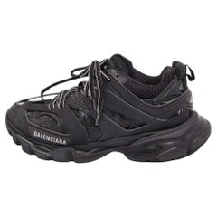 Balenciaga Black Leather and Mesh Track Sneakers