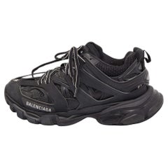 Balenciaga Black Leather and Mesh Track Sneakers 