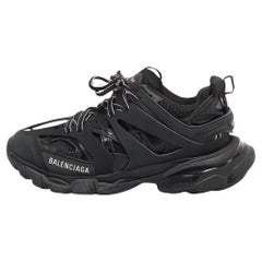 Balenciaga Black Leather and Mesh Track Sneakers 