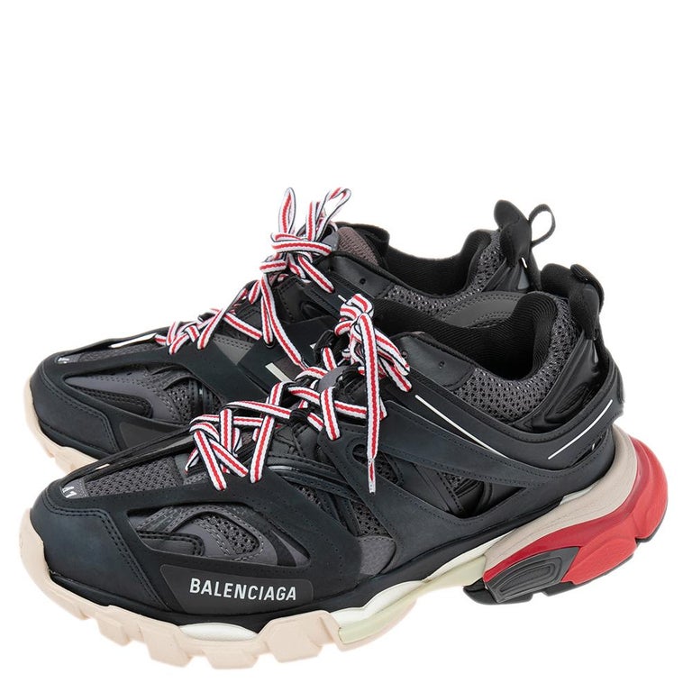 Balenciaga Black Leather And Mesh Track Sneakers Size 41 at 1stDibs