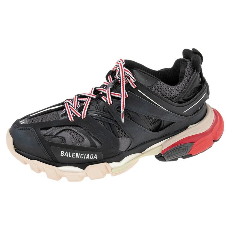 Balenciaga Black Leather And Mesh Track Trainers Size 41 at 1stDibs