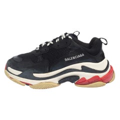 Balenciaga Black Leather And Mesh Triple S Low Top Sneakers Size 39