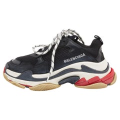 Balenciaga Black Leather and Mesh Triple S Sneakers Size 35